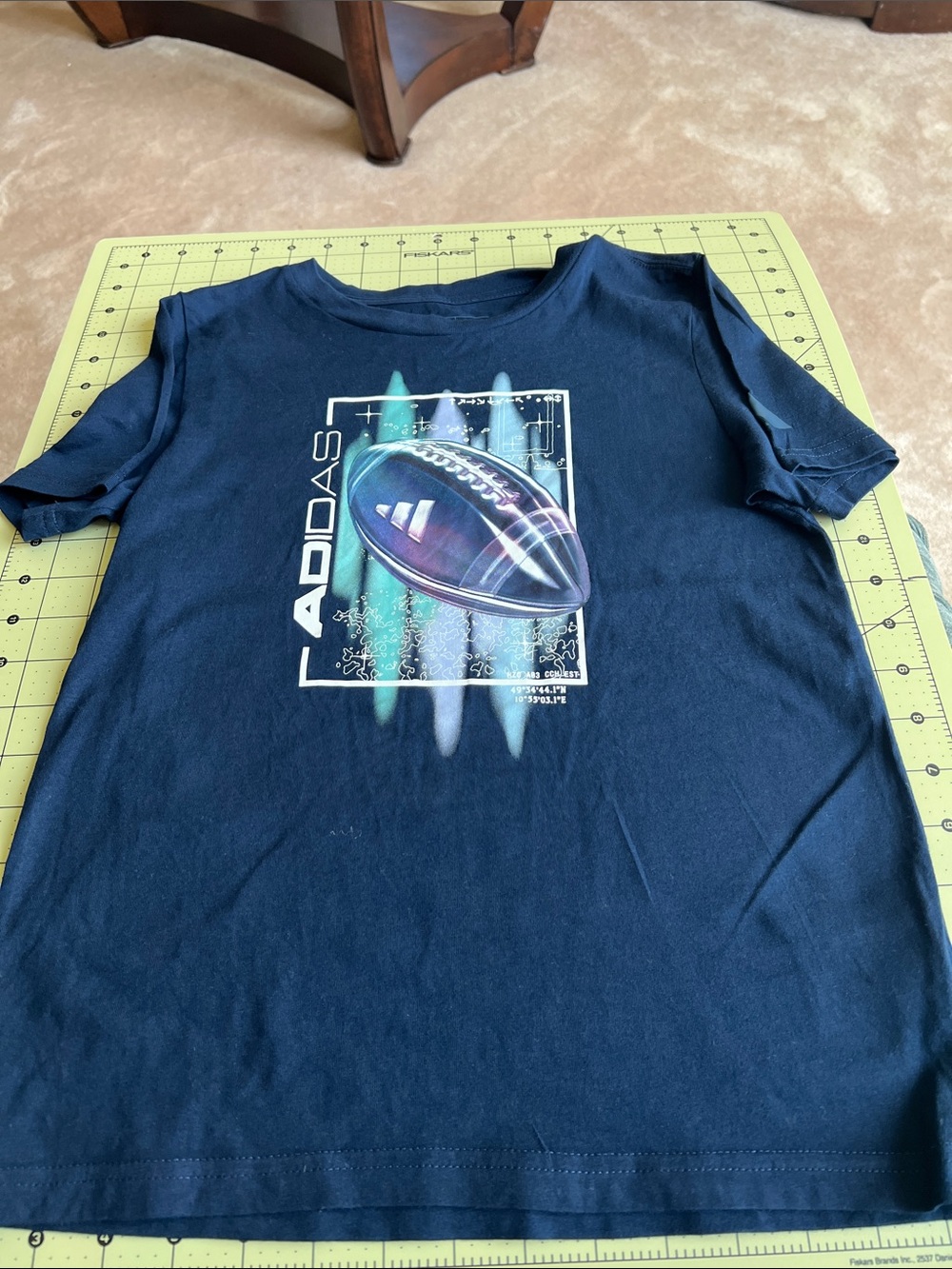adidas Navy Tee with Iridescent Football Graphic